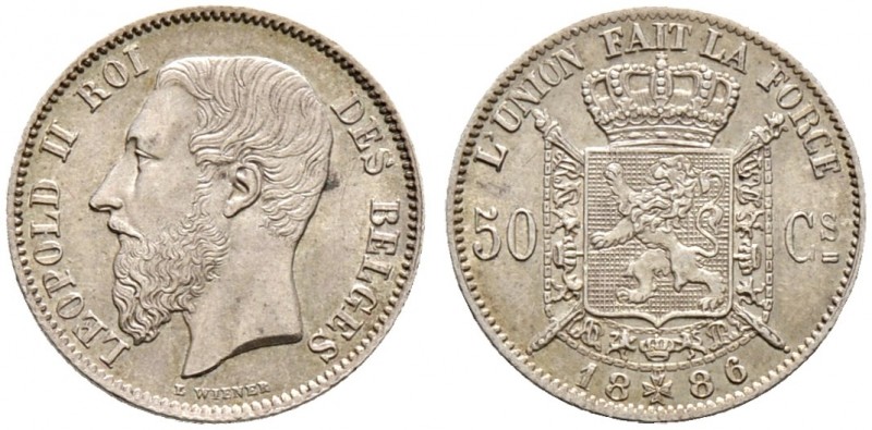 Ausländische Münzen und Medaillen. Belgien-Königreich. Leopold II. 1865-1909 
5...