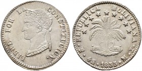 Ausländische Münzen und Medaillen. Bolivien. Republik 
4 Soles 1855 -Potosi- (MJ). KM 123.2.
prägefrisches Prachtexemplar