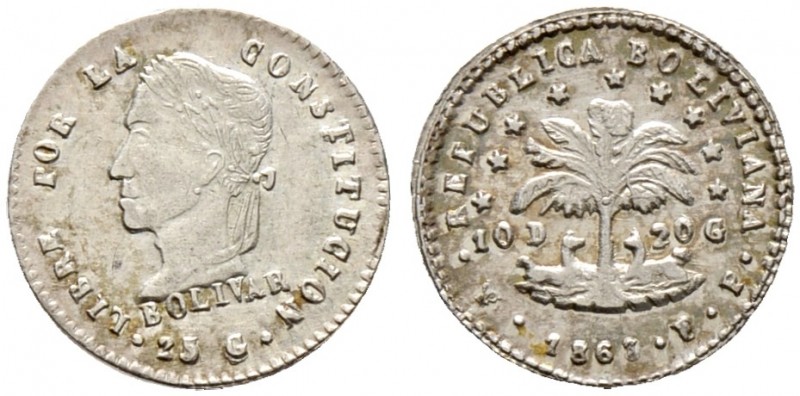 Ausländische Münzen und Medaillen. Bolivien. Republik 
1/2 Sol 1863 -Potosi (FG...