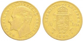 Ausländische Münzen und Medaillen. Bulgarien. Alexander I. 1879-1886 
10 Leva 1894 -Kremnitz-. KM 19, Fr. 4, Schl. 3. 3,19 g
fast sehr schön/sehr sc...