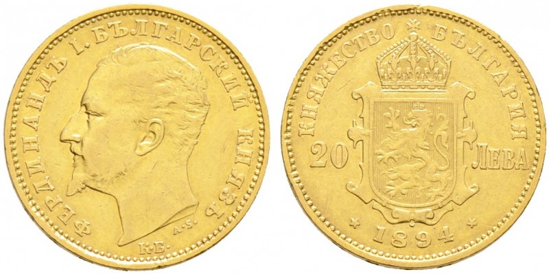 Ausländische Münzen und Medaillen. Bulgarien. Alexander I. 1879-1886 
20 Leva 1...