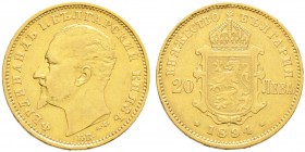 Ausländische Münzen und Medaillen. Bulgarien. Alexander I. 1879-1886 
20 Leva 1894 -Kremnitz-. KM 20, Fr. 3, Schl. 2. 6,43 g
gutes sehr schön