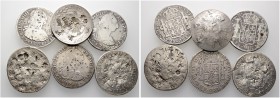 Ausländische Münzen und Medaillen. China. 
Lot (6 Stücke): Südamerikanische Silbermünzen zu 8 Reales mit zahlreichen chinesischen Geld­wechsler-Punze...