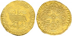 Ausländische Münzen und Medaillen. Frankreich-Königreich. Jean II. le Bon 1350-1364 
Mouton d'or o.J. (1355). Lamm mit zurück gewandtem Kopf vor Kreu...