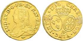 Ausländische Münzen und Medaillen. Frankreich-Königreich. Louis XV. 1715-1774 
Louis d'or aux lunettes 1734 -Paris-. Gad. 340, Ciani 2085, Dupl. 1640...