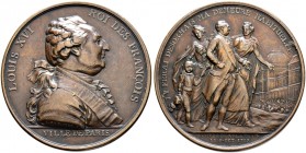 Ausländische Münzen und Medaillen. Frankreich-Königreich. Louis XVI. 1774-1793 
Bronzemedaille 1789 von Duvivier, auf die Ankunft der königlichen Fam...