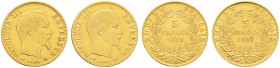 Ausländische Münzen und Medaillen. Frankreich-Königreich. Napoleon III. 1852-1870 
Lot (2 Stücke): 5 Francs 1859 -Paris-. Gad. 1001, Fr. 578a, Schl. ...