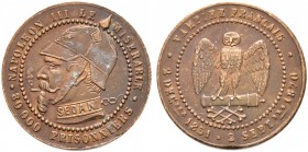 Ausländische Münzen und Medaillen. Frankreich-Königreich. Napoleon III. 1852-1870 
Kupferne Spottmedaille 1870 unsigniert, auf seine Gefangennahme in...