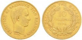 Ausländische Münzen und Medaillen. Griechenland. Georg I. 1863-1913 
10 Drachmai 1876 -Paris-. Ein zweites Exemplar. Divo 48, Fr. 16, Schl. 7. 3,18 g...