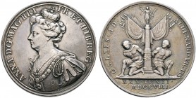 Ausländische Münzen und Medaillen. Großbritannien. Anne 1702-1714 
Silbermedaille 1708 von J. Croker, auf die Schlacht von Oudenarde im Spanischen Er...