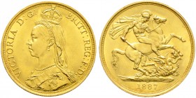 Ausländische Münzen und Medaillen. Großbritannien. Victoria 1837-1901 
2 Pounds 1887. Jubilee coinage. Spink 3865, Fr. 391, Schl. 342. 16,02 g
vorzü...
