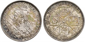 Ausländische Münzen und Medaillen. Großbritannien. Victoria 1837-1901 
Florin 1887. Jubilee coinage. Spink 3925.
feine, jedoch leicht fleckige Patin...