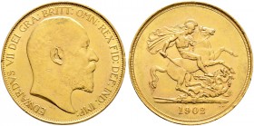 Ausländische Münzen und Medaillen. Großbritannien. Edward VII. 1901-1910 
5 Pounds 1902. Spink 3965, Fr. 398, Schl. 469. 40,14 g
leichte Randfehler,...