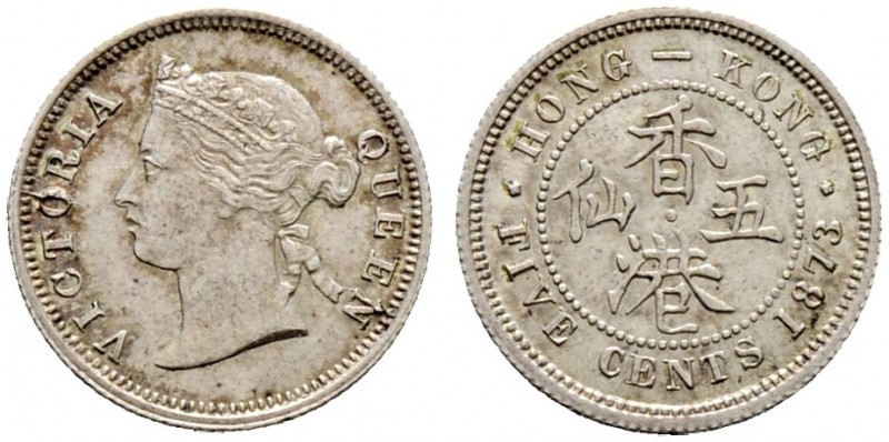 Ausländische Münzen und Medaillen. Hongkong (Britisch). 
5 Cents 1873. KM 5.
s...