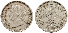 Ausländische Münzen und Medaillen. Hongkong (Britisch). 
5 Cents 1873. KM 5.
selten in dieser Erhaltung, feine Patina, prägefrisch