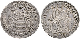 Ausländische Münzen und Medaillen. Italien-Kirchenstaat (Vatikan). Paul IV. (Gianpietro Carafa) 1555-1559 
Testone 1557 -Ancona-. Berman 1045, Munt. ...
