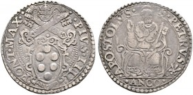 Ausländische Münzen und Medaillen. Italien-Kirchenstaat (Vatikan). Pius IV. (Giovannangelo de' Medici) 1559-1566 
Testone o.J. -Ancona-. Berman 1072,...