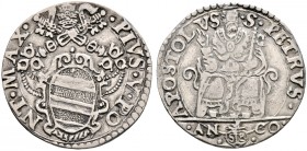 Ausländische Münzen und Medaillen. Italien-Kirchenstaat (Vatikan). Pius V. (Antonio Ghisliere) 1566-1572 
Testone o.J. -Ancona-. Berman 1105, Munt. 3...