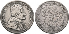 Ausländische Münzen und Medaillen. Italien-Kirchenstaat (Vatikan). Innozenz XI. (Benedetto Odescalchi) 1676-1689 
Piastra AN I (1676) -Rom-. Brustbil...