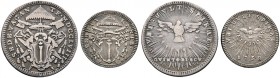 Ausländische Münzen und Medaillen. Italien-Kirchenstaat (Vatikan). Sedisvakanz (Camerlengo Card. Girolamo Colonna) 1758 
Lot (2 Stücke): 1/5 Scudo so...