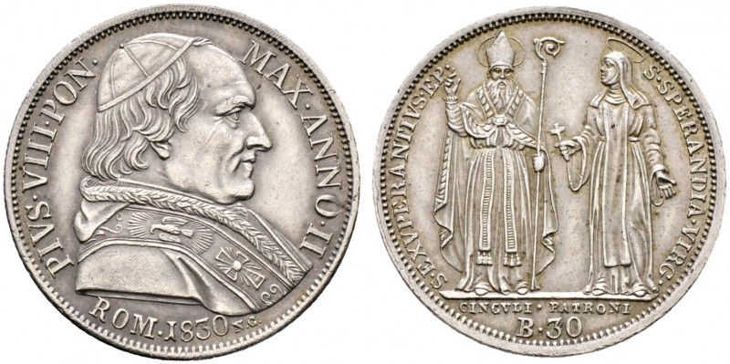 Ausländische Münzen und Medaillen. Italien-Kirchenstaat (Vatikan). Pius VIII. (F...