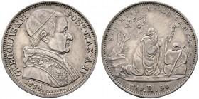 Ausländische Münzen und Medaillen. Italien-Kirchenstaat (Vatikan). Gregor XVI. (Bartolomeo Alberto Cappellari) 1831-1846 
Mezzo scudo romano (50 Baio...
