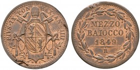 Ausländische Münzen und Medaillen. Italien-Kirchenstaat (Vatikan). Pius IX. (Giovanni Maria Mastai Feretti) 1846-1878 
Cu-Mezzo baioccho 1849 (AN III...