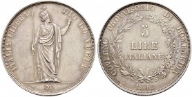 Ausländische Münzen und Medaillen. Italien-Lombardei und Venetien. Provisorische Regierung 1848 
5 Lire 1848 -Mailand-. Geprägt während des Aufstande...