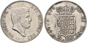 Ausländische Münzen und Medaillen. Italien-Neapel und Sizilien. Ferdinand II. 1830-1859 
Piastra zu 120 Grana 1846. Pagani 207, Dav. 175.
selten in ...