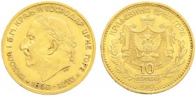 Ausländische Münzen und Medaillen. Montenegro. Nicholas I. 1860-1918 
10 Perpera 1910 -Wien-. 50-jähriges Regierungsjubiläum. KM 9, Fr. 6, Schl. 6. 3...