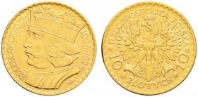Ausländische Münzen und Medaillen. Polen. Republik 
10 Zlotych 1925. 900 Jahre Polen - Boleslaw Chrobry. Ein zweites Exemplar. Fr. 116, Schl. 38. 3,2...