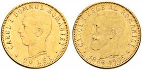 Ausländische Münzen und Medaillen. Rumänien. Carol I. von Hohenzollern-Sigmaringen 1866-1914 
20 Lei 1906 -Brüssel-. 40-jähriges Regierungsjubiläum. ...