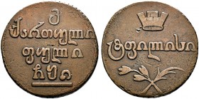 Ausländische Münzen und Medaillen. Russland. Alexander I. 1801-1825 
Cu-Bisti (= 2 Kopeken) 1810 -Tiflis-. Prägung für GEORGIEN. Bitkin 790, Uzdeniko...