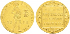 Ausländische Münzen und Medaillen. Russland. Alexander I. 1801-1825 
Ritterdukat (Imitation des niederländischen Typs) 1818 -St. Petersburg-. Bitkin ...