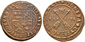 Ausländische Münzen und Medaillen. Schweden. Gustav II. Adolf 1611-1632 
Kupferkreuzer 1632 -Säter-. Für den Münzumlauf in Deutschland. Ahlstr. 168a....