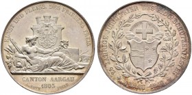Ausländische Münzen und Medaillen. Schweiz-Aargau. 
Silbermedaille 1849 von A. Bovy (geprägt bei Mayer und Wilhelm, Stuttgart), auf das 25-jährige Ju...