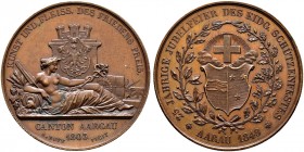 Ausländische Münzen und Medaillen. Schweiz-Aargau. 
Bronzemedaille 1849 von A. Bovy (geprägt bei Mayer und Wilhelm, Stuttgart), auf das 25-jährige Ju...