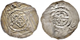 Ausländische Münzen und Medaillen. Schweiz-Basel, Bistum. Adalrich (oder Udalrich) II. 1025-1040 
Halbbrakteat. Kreuz, in den Winkeln je ein Y-förmig...