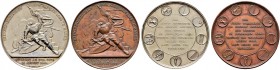 Ausländische Münzen und Medaillen. Schweiz-Basel, Stadt und Kanton. 
Lot (2 Stücke): Silbermedaille 1844 von A. Bovy (geprägt bei Mayer und Wilhelm, ...