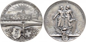 Ausländische Münzen und Medaillen. Schweiz-Basel, Stadt und Kanton. 
Versilberte Bronzemedaille 1901 von Mayer und Wilhelm (Stuttgart), auf die 400-J...