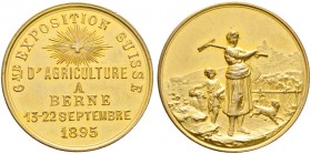 Ausländische Münzen und Medaillen. Schweiz-Bern. 
Vergoldete Bronzemedaille 1895 unsigniert (wohl von Mayer und Wilhelm, Stuttgart), auf die 6. Schwe...
