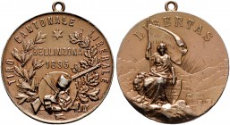 Ausländische Münzen und Medaillen. Schweiz-Tessin. 
Vergoldete Silbermedaille 1895 von C. Carmine (unsigniert), auf das Schützenfest "Tiro Cantonale ...