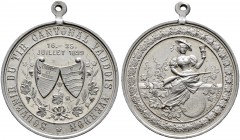 Ausländische Münzen und Medaillen. Schweiz-Waadt. 
Tragbare Alu-Medaille 1899 von C. Defailly (geprägt bei Mayer und Wilhelm, Stuttgart), auf das Sch...