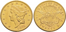Ausländische Münzen und Medaillen. USA. 
20 Dollars 1874 -San Francisco-. Liberty Head. KM 74.2, Fr. 175. 33,58 g
kleine Kratzer, sehr schön/sehr sc...