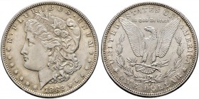 Ausländische Münzen und Medaillen. USA. 
Morgan Dollar 1882 -San Francisco-. KM 110.
Prachtexemplar, fast Stempelglanz