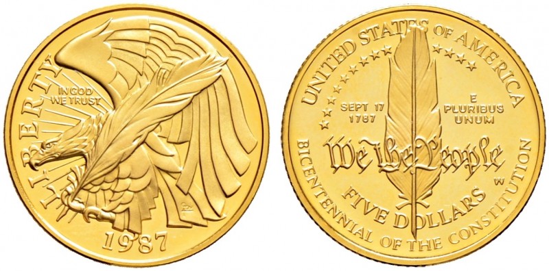 Ausländische Münzen und Medaillen. USA. 
5 Dollars 1987. Constitution Bicentenn...