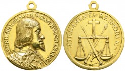 Römisch-Deutsches Reich. Haus Habsburg. Ferdinand III. 1637-1657 
Tragbare Goldmedaille o.J. (1637?) unsigniert, wohl auf seinen Regierungs­antritt. ...