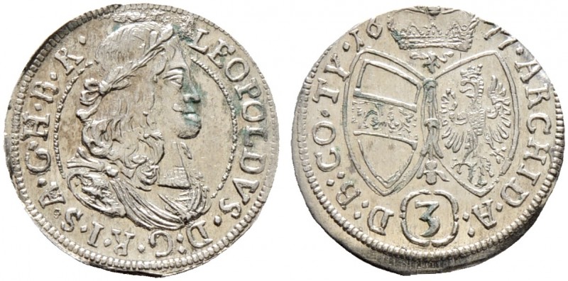 Römisch-Deutsches Reich. Haus Habsburg. Leopold I. 1657-1705 
Groschen 1677 -Ha...