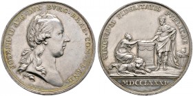 Römisch-Deutsches Reich. Haus Habsburg. Josef II. 1780-1790 
Silbermedaille 1781 von Th. van Berkel, auf die Huldigung der Niederlande. Belorbeerte B...