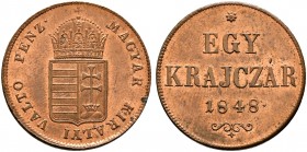 Römisch-Deutsches Reich. Haus Österreich. Ferdinand I., Kaiser von Österreich 1835-1848 
Cu-(Egy) Krajczár 1848 -Kremnitz-. Prägung der Aufständische...